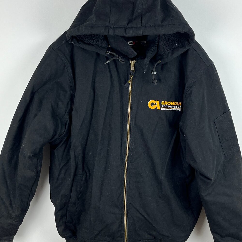 CX2 Winter Bomber Jacket Size 2XL Black Full Zip Long Sleeve Hooded Lined Insula